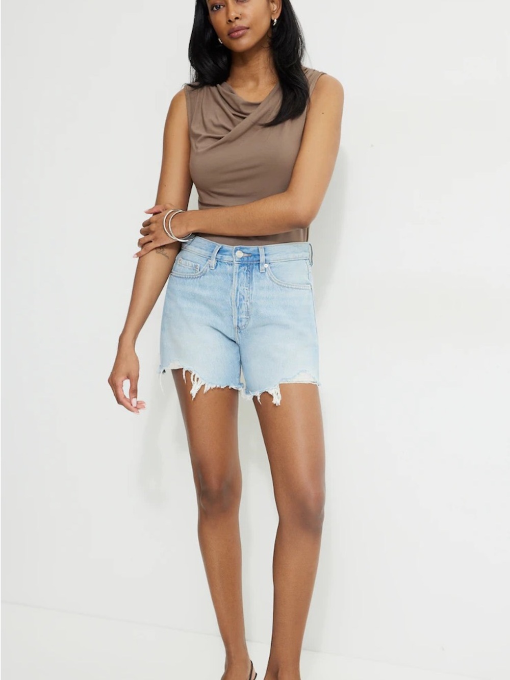 Dynamite Miles Mid Rise Relaxed Denim Shorts - Picture 2 of 7